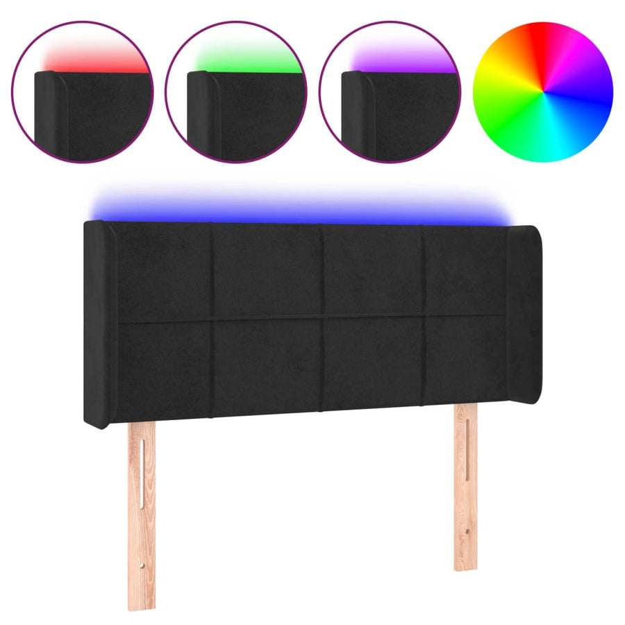 Hoofdbord Led Fluweel 83 x 16 x 78/88 cm Zwart