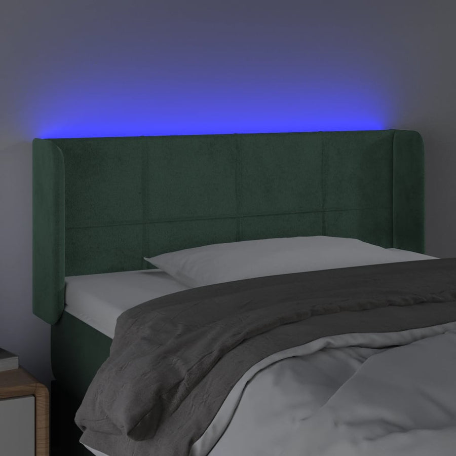 Hoofdbord Led Fluweel 1 83 x 16 x 78/88 cm Donkergroen