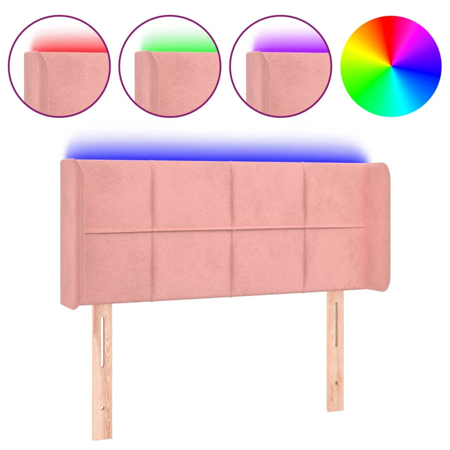 Hoofdbord Led Fluweel 83 x 16 x 78/88 cm Roze