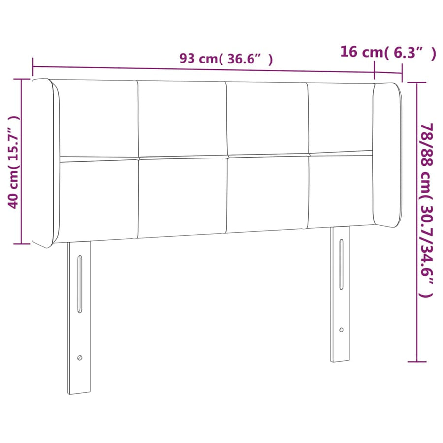Hoofdbord Led Fluweel Blauw 93 x 16 x 78/88 cm Donkerblauw