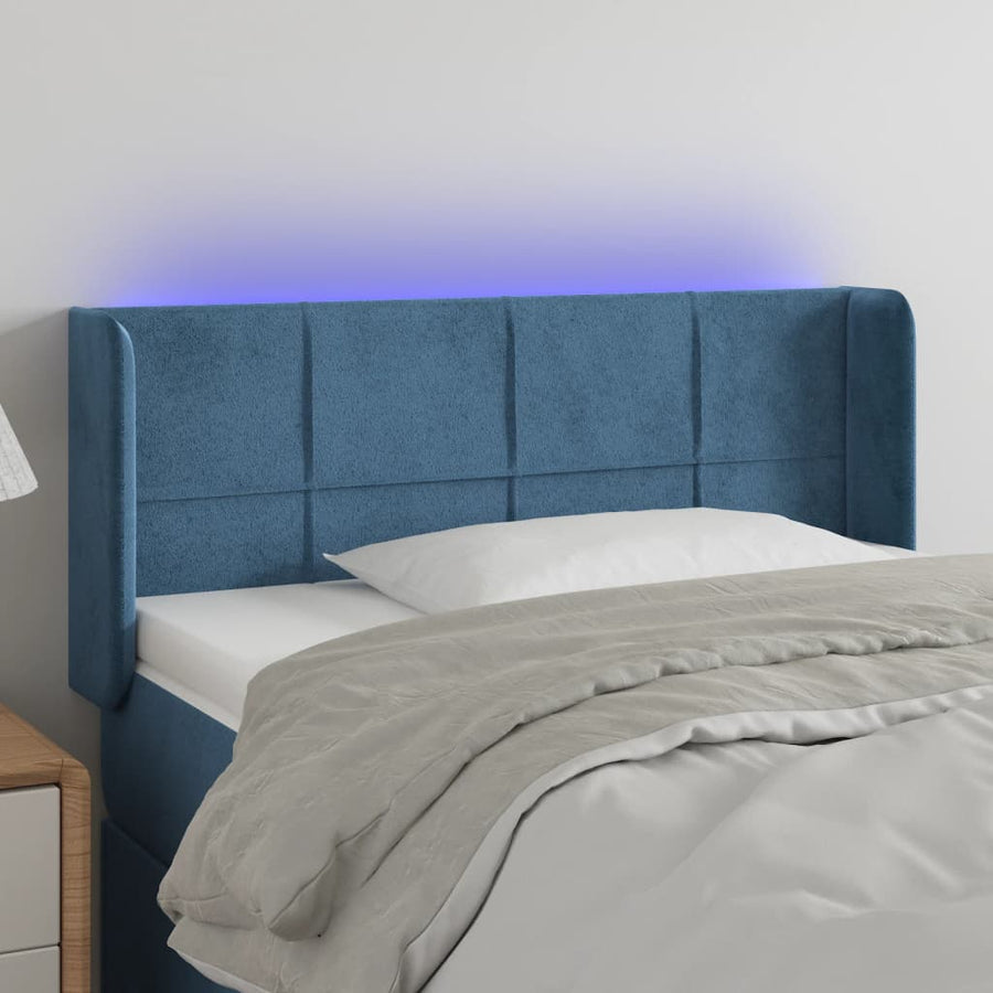 Hoofdbord Led Fluweel Blauw 93 x 16 x 78/88 cm Donkerblauw