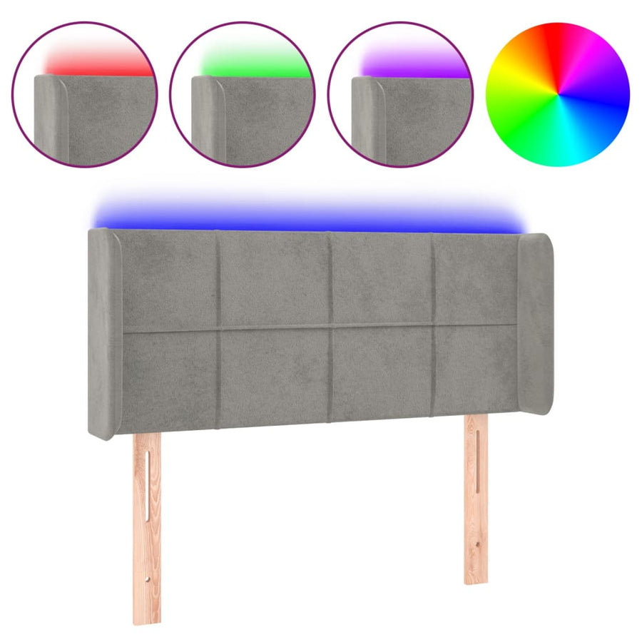 Hoofdbord Led Fluweel 103 x 16 x 78/88 cm Lichtgrijs