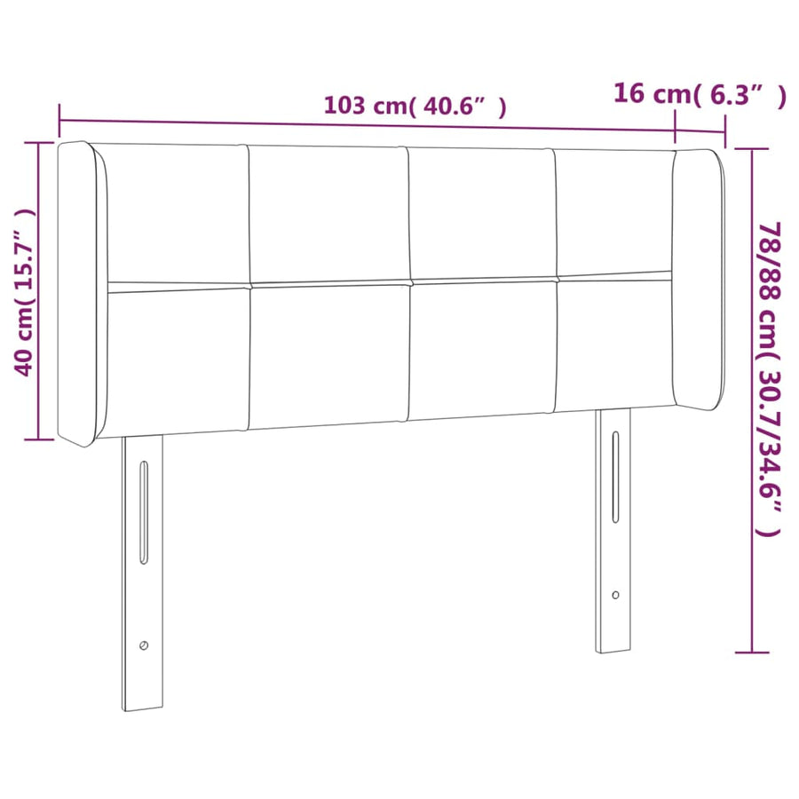 Hoofdbord Led Fluweel 103 x 16 x 78/88 cm Donkerblauw