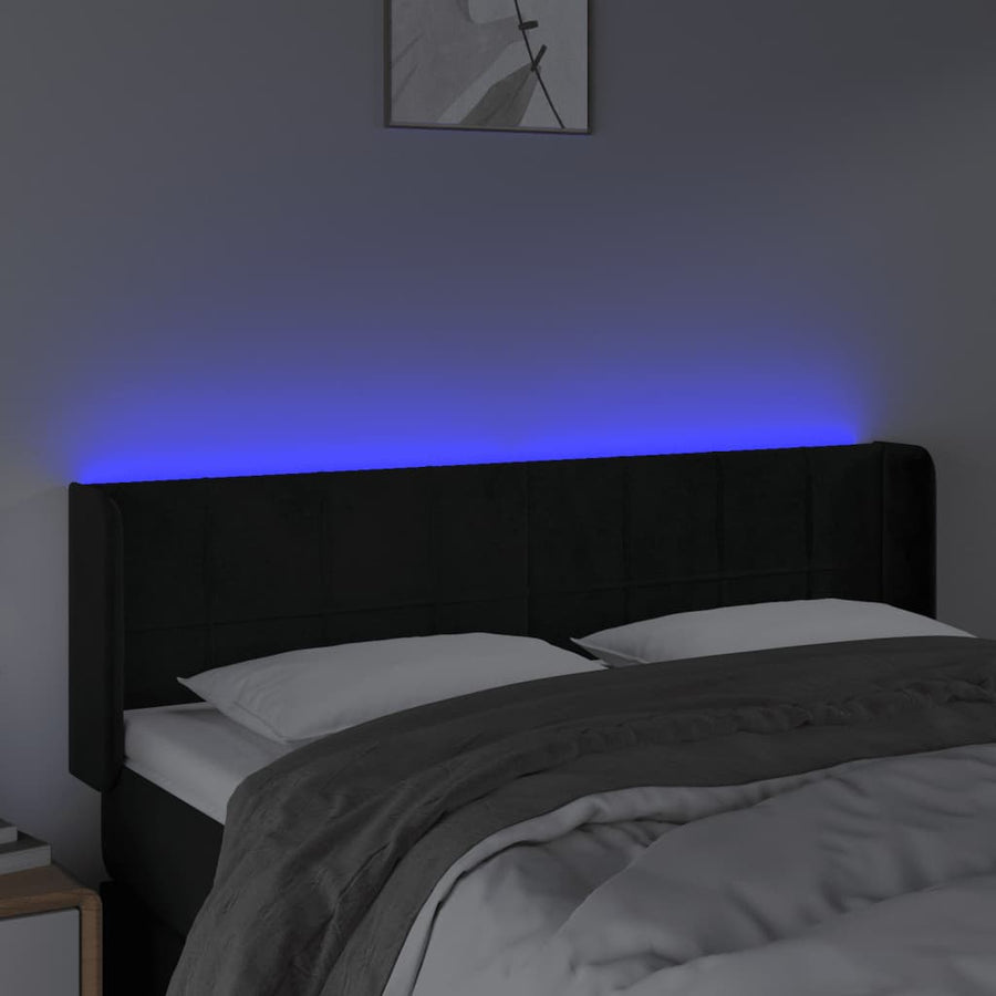 Hoofdbord Led Fluweel 147 x 16 x 78/88 cm Zwart