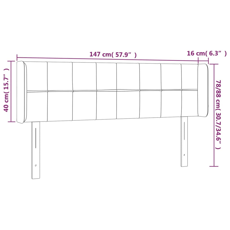 Hoofdbord Led Fluweel 147 x 16 x 78/88 cm Donkerblauw