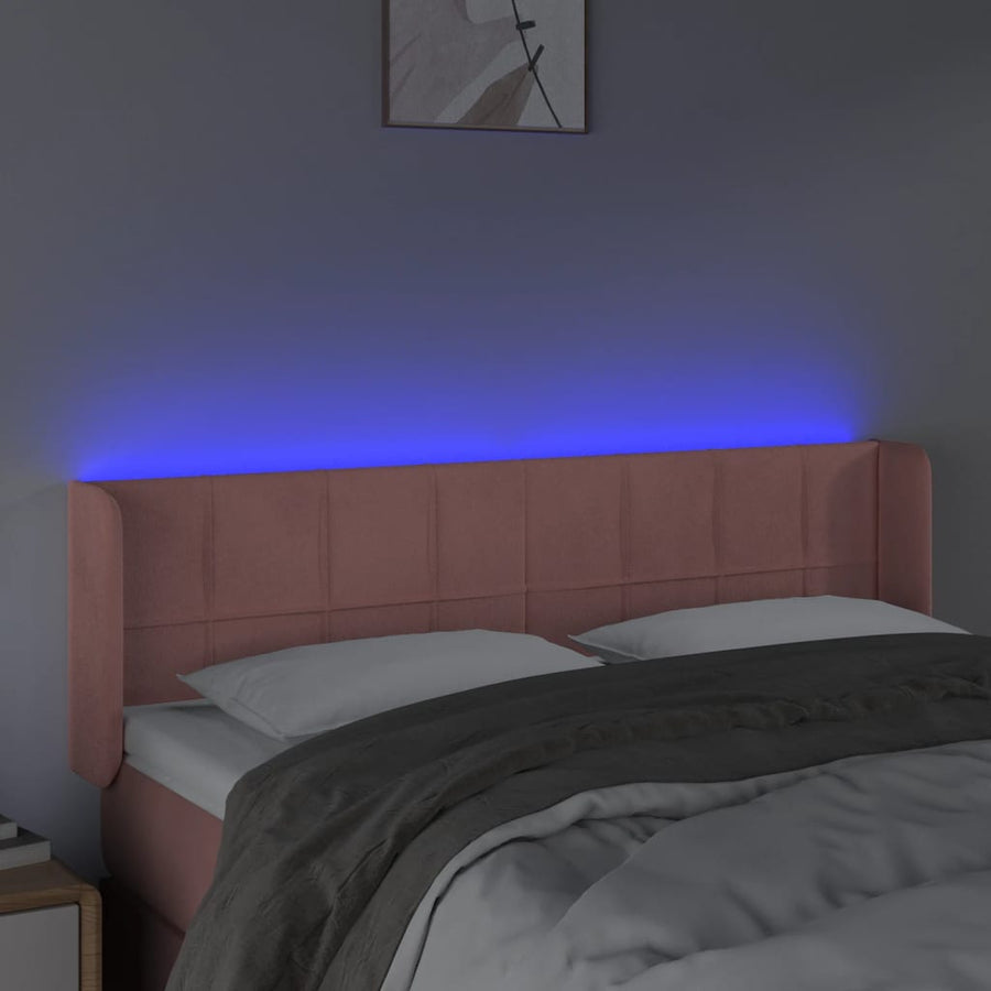 Hoofdbord Led Fluweel 147 x 16 x 78/88 cm Roze