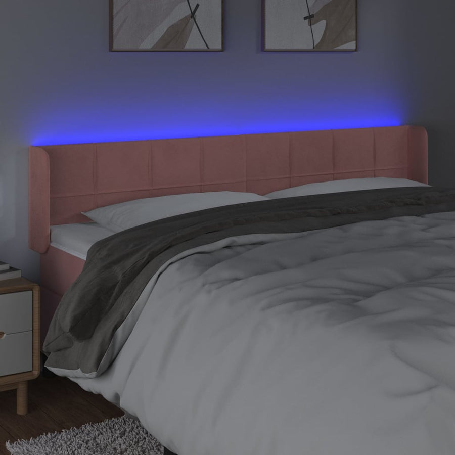 Hoofdbord Led Fluweel 163 x 16 x 78/88 cm Roze