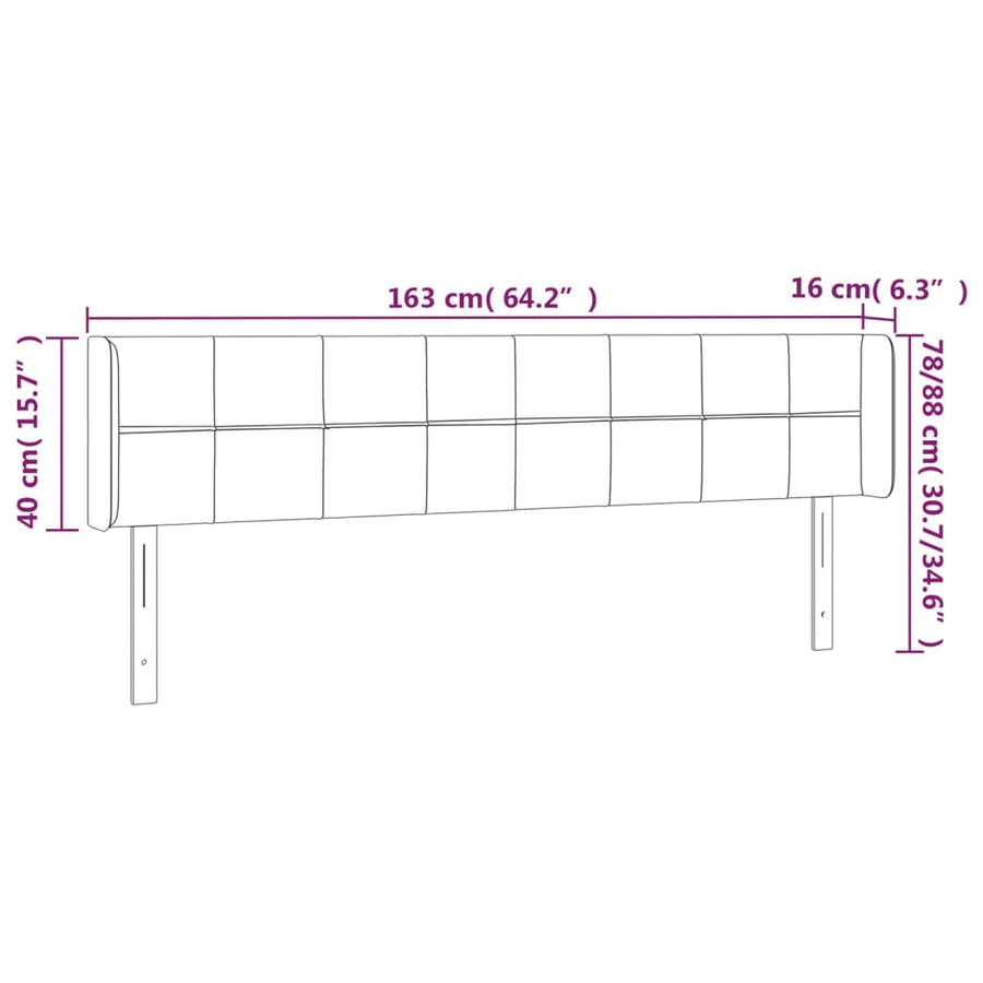 Hoofdbord Led Fluweel 163 x 16 x 78/88 cm Roze