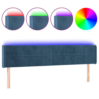 Hoofdbord Led Fluweel 1 183 x 16 x 78/88 cm Donkerblauw