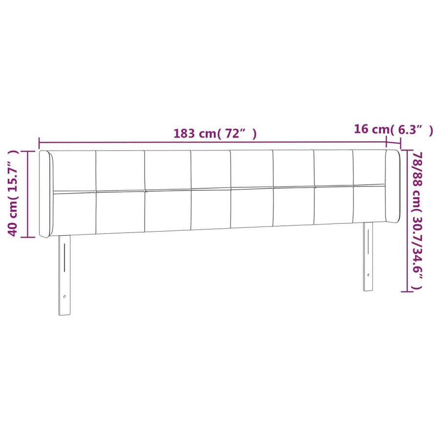 Hoofdbord Led Fluweel 1 183 x 16 x 78/88 cm Donkerblauw