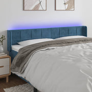 Hoofdbord 183x16x78/88 cm fluweel donkerblauw LED