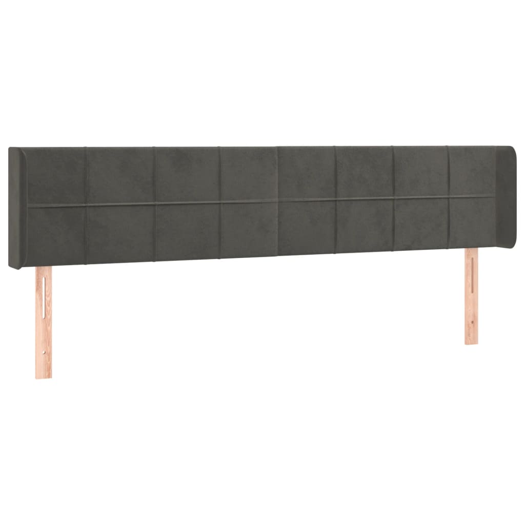 Hoofdbord Led Fluweel 203 x 16 x 78/88 cm Donkergrijs