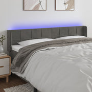 Hoofdbord 203x16x78/88 cm fluweel donkergrijs LED