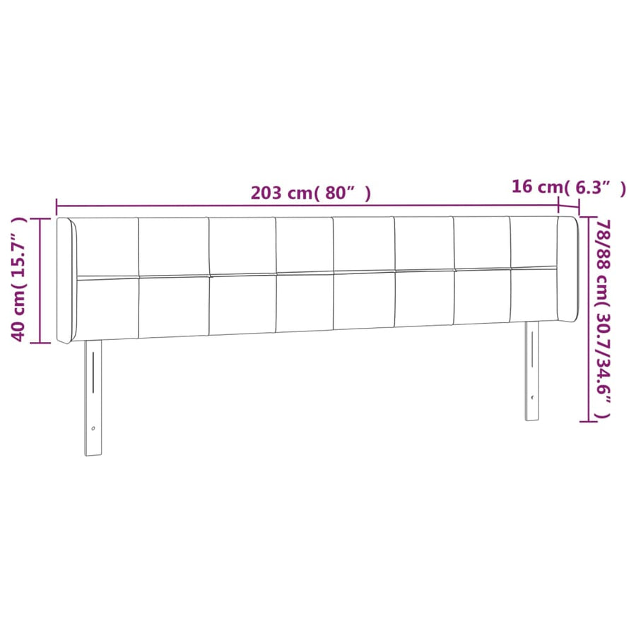 Hoofdbord Led Fluweel 203 x 16 x 78/88 cm Roze