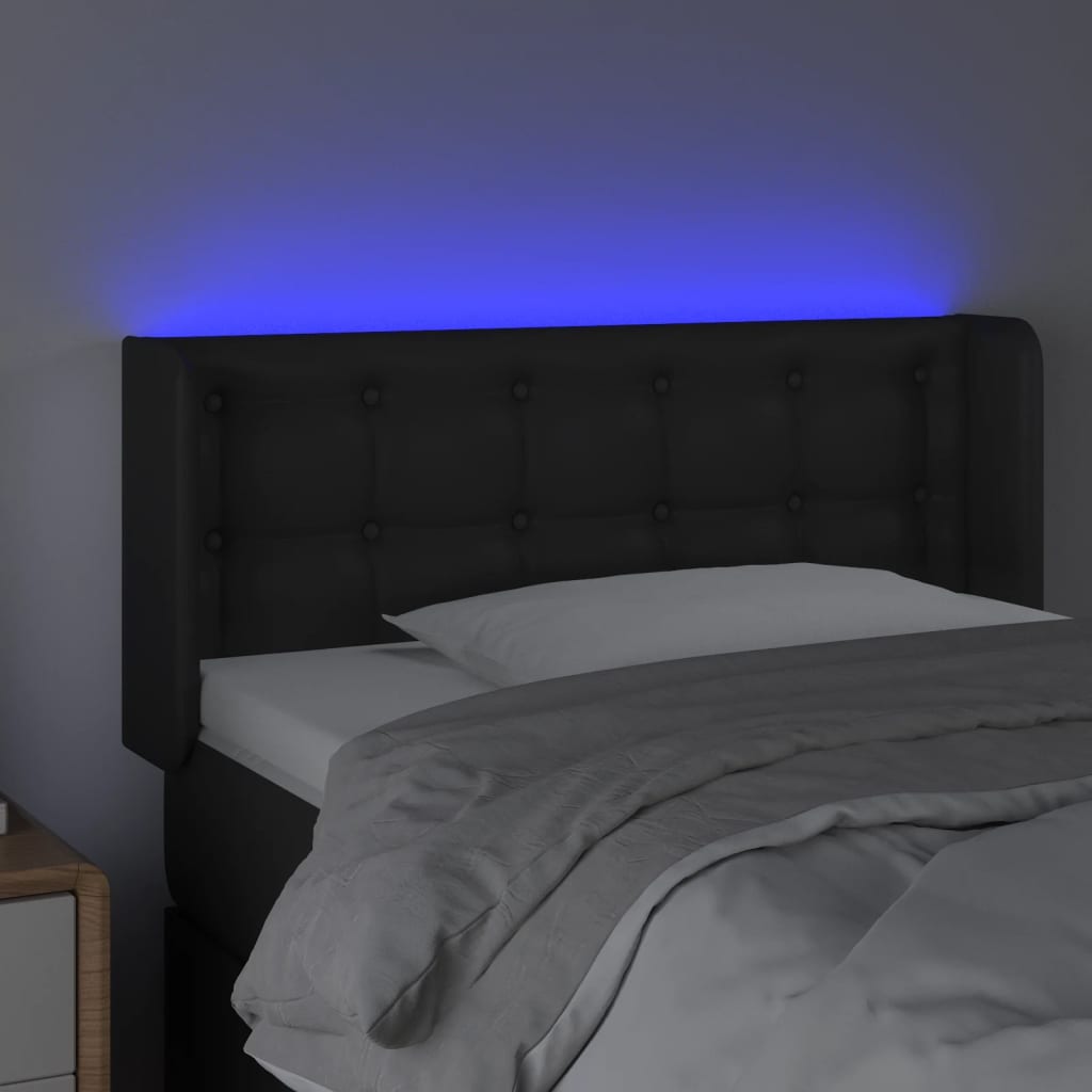 Hoofdbord Led Kunstleer 83 x 16 x 78/88 cm Zwart