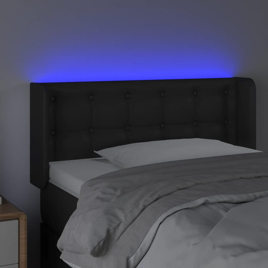 Hoofdbord Led Kunstleer 83 x 16 x 78/88 cm Zwart