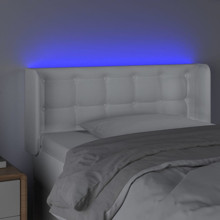 Hoofdbord Led Kunstleer 83 x 16 x 78/88 cm Wit