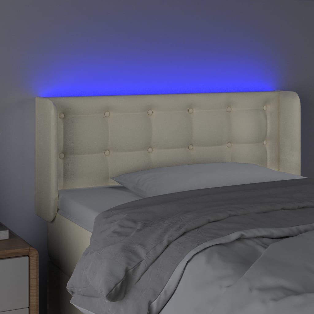 Hoofdbord Led Kunstleer Kleurig 83 x 16 x 78/88 cm Crème