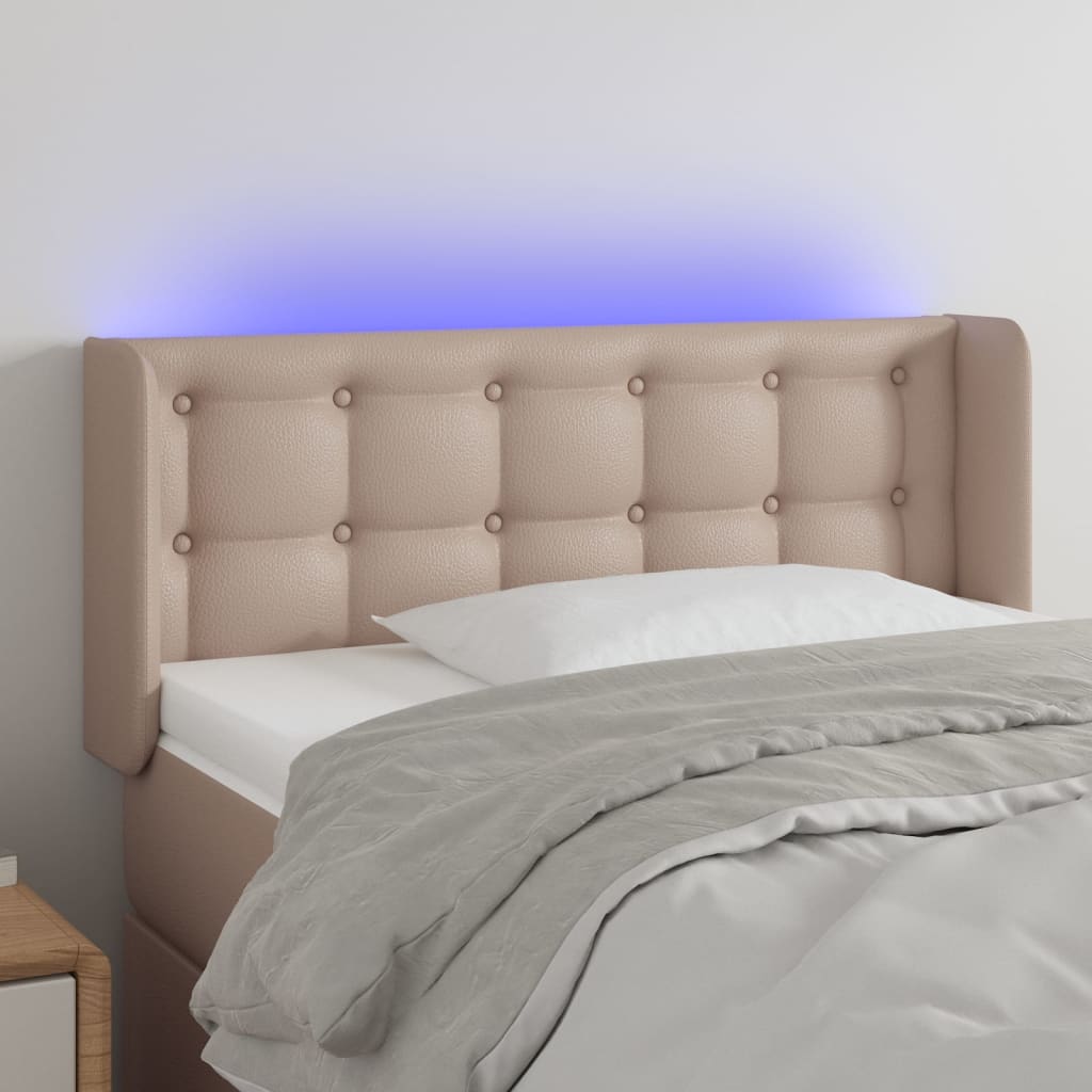 Hoofdbord LED 83x16x78/88 cm kunstleer cappuccinokleurig