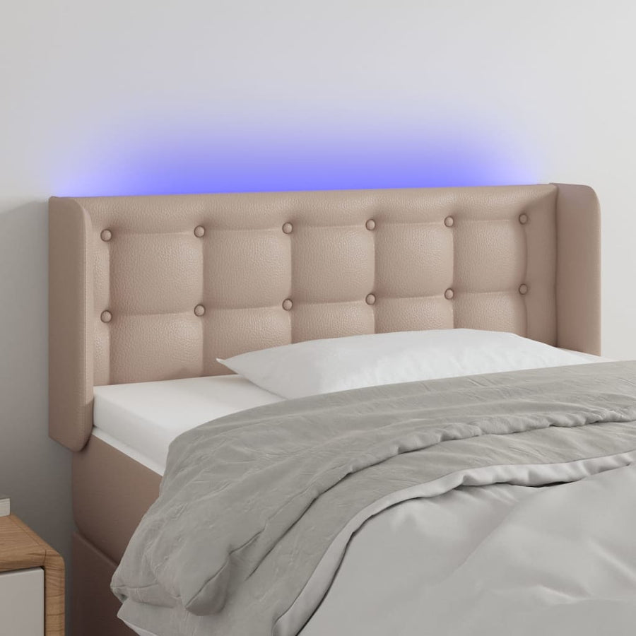 Hoofdbord LED 83x16x78/88 cm kunstleer cappuccinokleurig