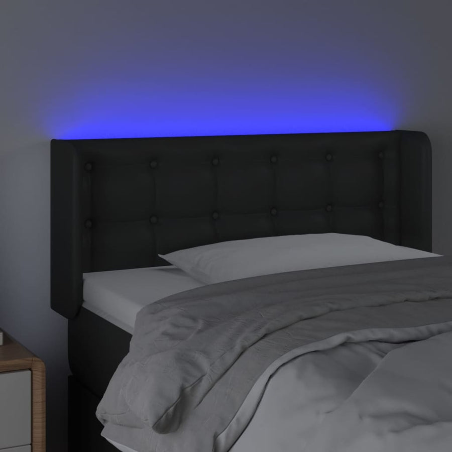 Hoofdbord Led Kunstleer 93 x 16 x 78/88 cm Zwart