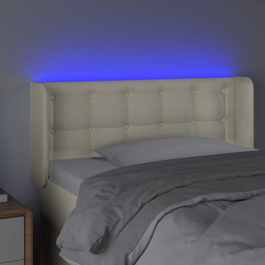 Hoofdbord Led Kunstleer Kleurig 93 x 16 x 78/88 cm Crème