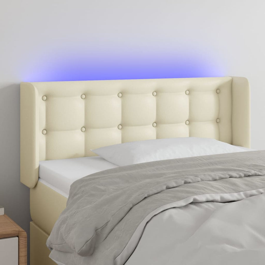 Hoofdbord Led Kunstleer Kleurig 93 x 16 x 78/88 cm Crème