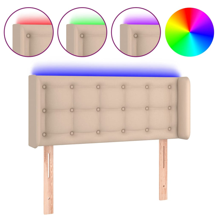 Hoofdbord Led Kunstleer Kleurig 93 x 16 x 78/88 cm Cappuccino
