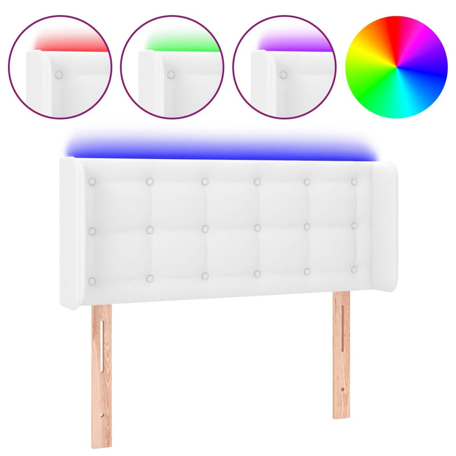 Hoofdbord Led Kunstleer 103 x 16 x 78/88 cm Wit