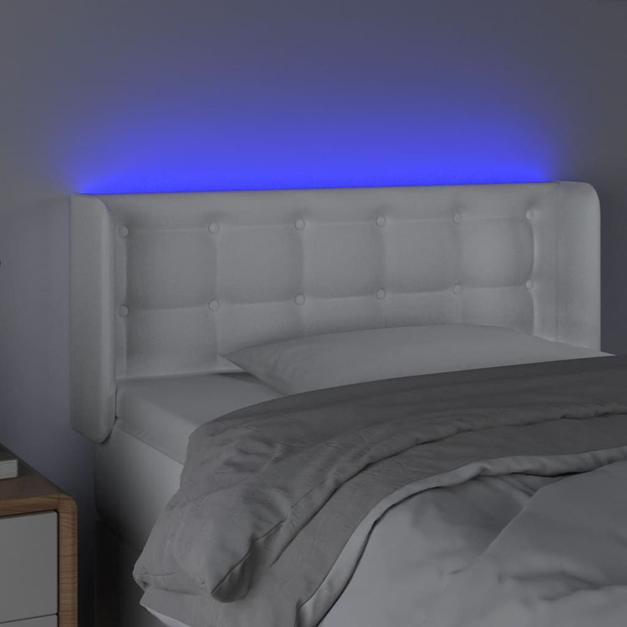 Hoofdbord Led Kunstleer 103 x 16 x 78/88 cm Wit
