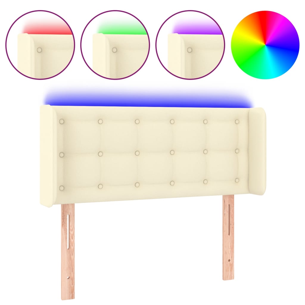 Hoofdbord Led Kunstleer Kleurig 103 x 16 x 78/88 cm Crème