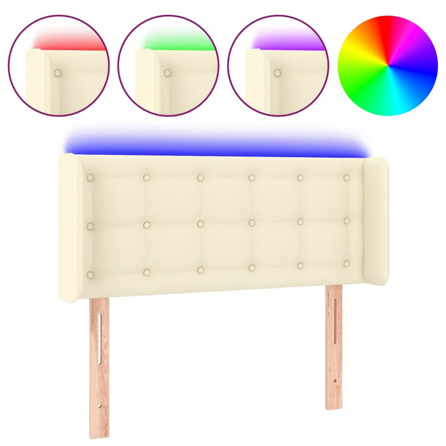 Hoofdbord Led Kunstleer Kleurig 103 x 16 x 78/88 cm Crème