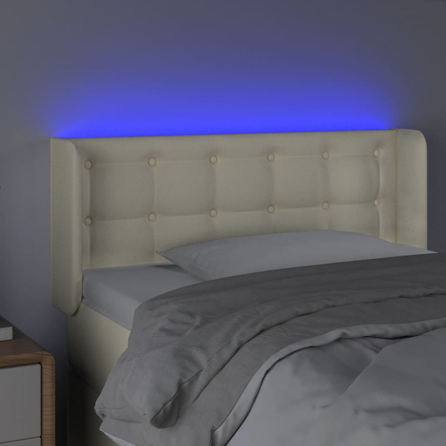 Hoofdbord Led Kunstleer Kleurig 103 x 16 x 78/88 cm Crème