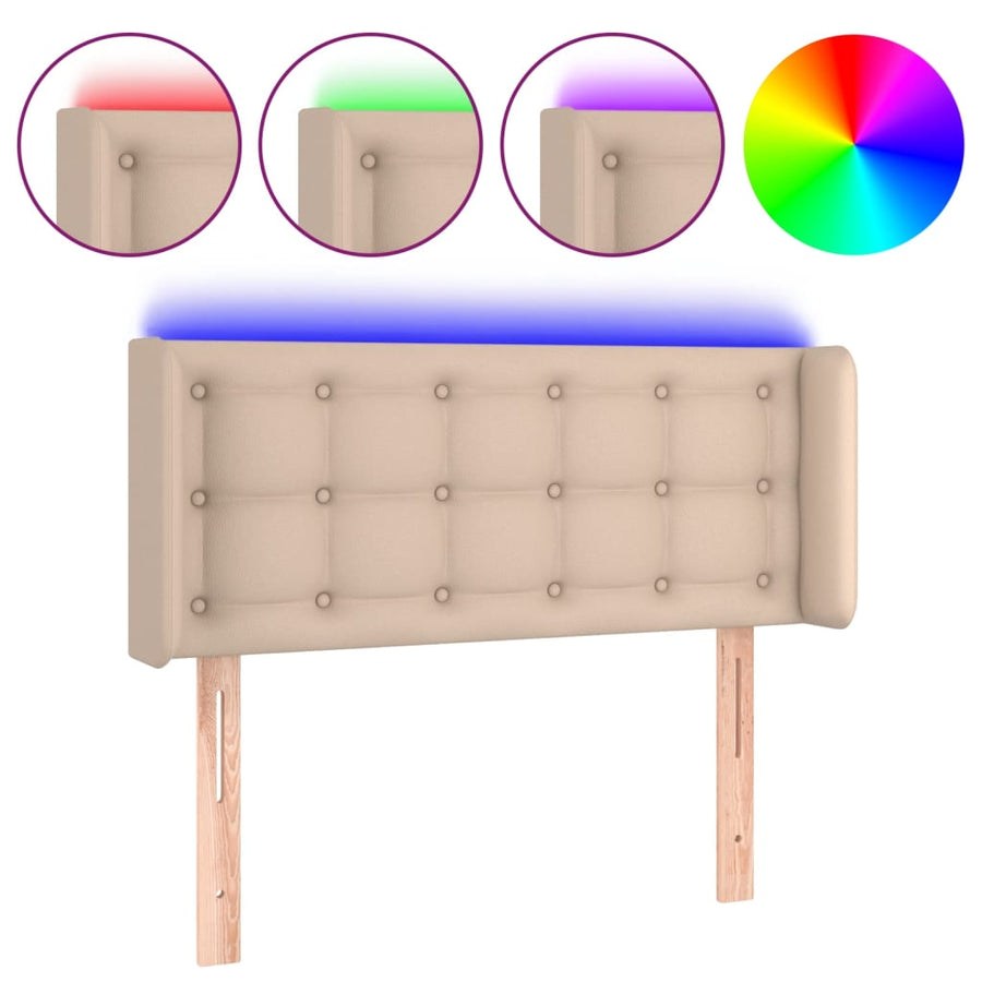 Hoofdbord Led Kunstleer Kleurig 103 x 16 x 78/88 cm Cappuccino