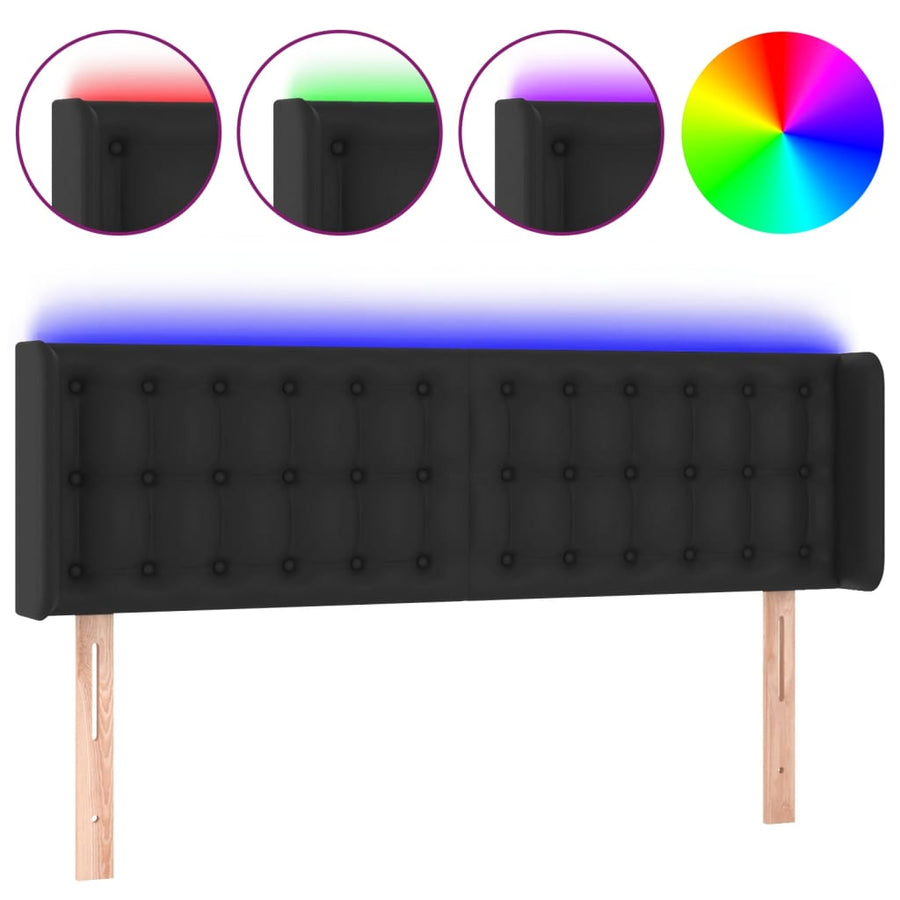 Hoofdbord Led Kunstleer 147 x 16 x 78/88 cm Zwart