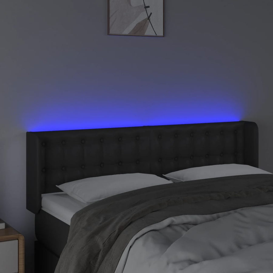 Hoofdbord Led Kunstleer 147 x 16 x 78/88 cm Zwart