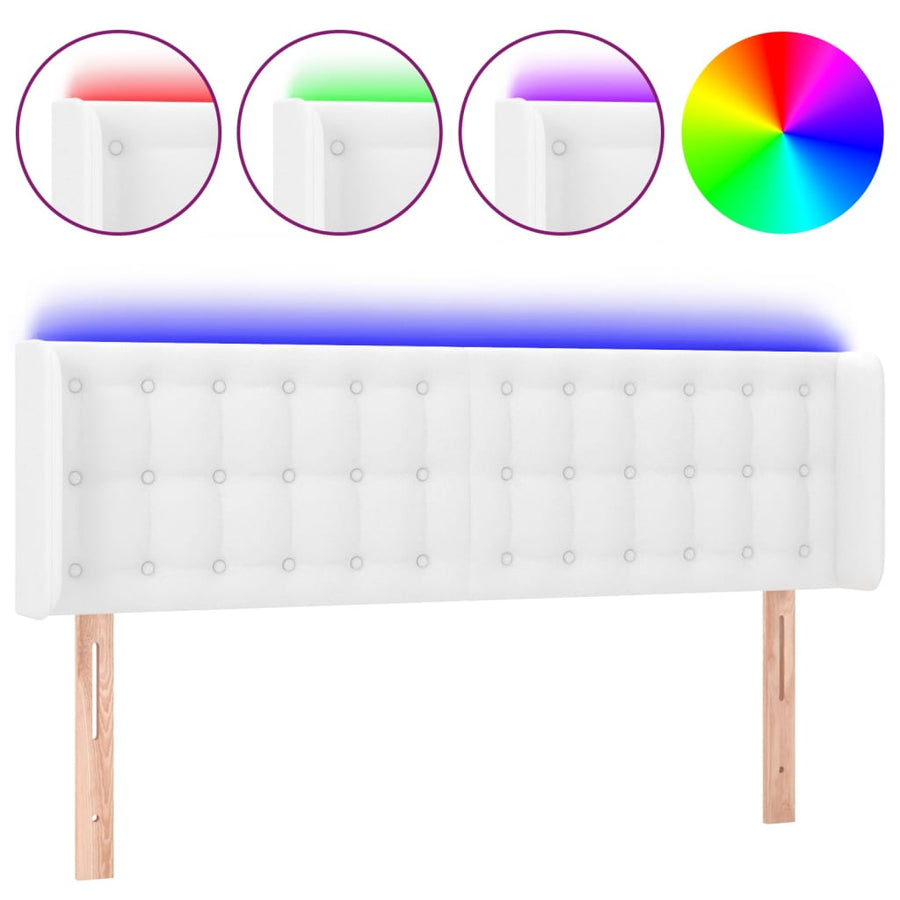 Hoofdbord Led Kunstleer 147 x 16 x 78/88 cm Wit
