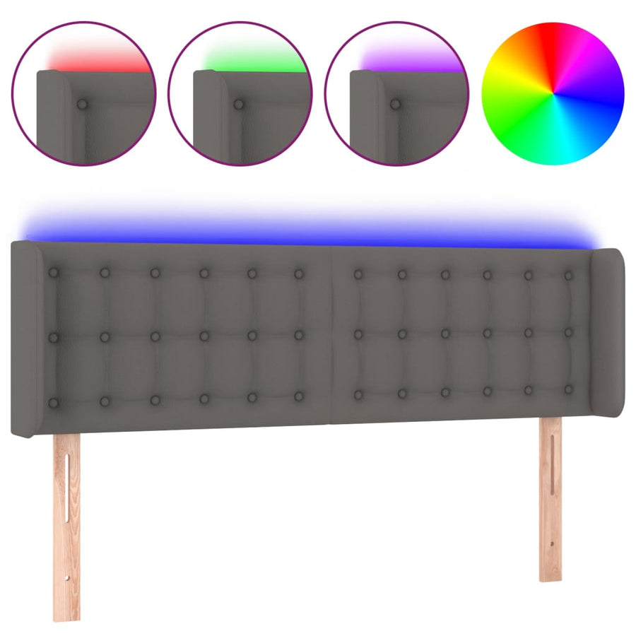 Hoofdbord Led Kunstleer 147 x 16 x 78/88 cm Grijs
