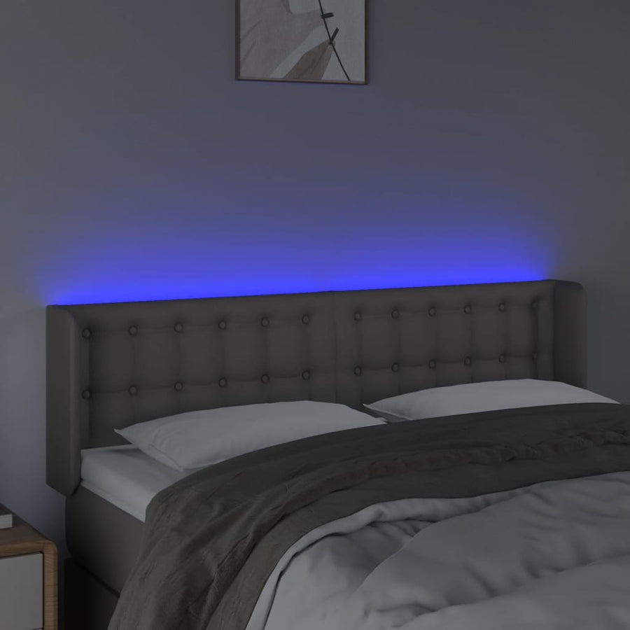 Hoofdbord Led Kunstleer 147 x 16 x 78/88 cm Grijs