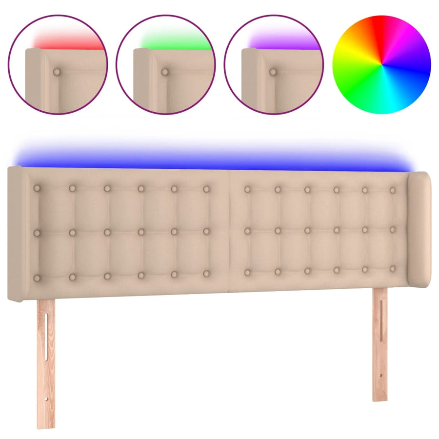 Hoofdbord Led Kunstleer Kleurig 147 x 16 x 78/88 cm Cappuccino