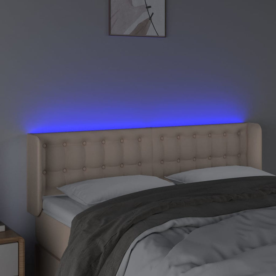 Hoofdbord Led Kunstleer Kleurig 147 x 16 x 78/88 cm Cappuccino