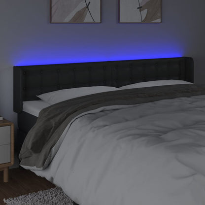 Hoofdbord Led Kunstleer 163 x 16 x 78/88 cm Zwart