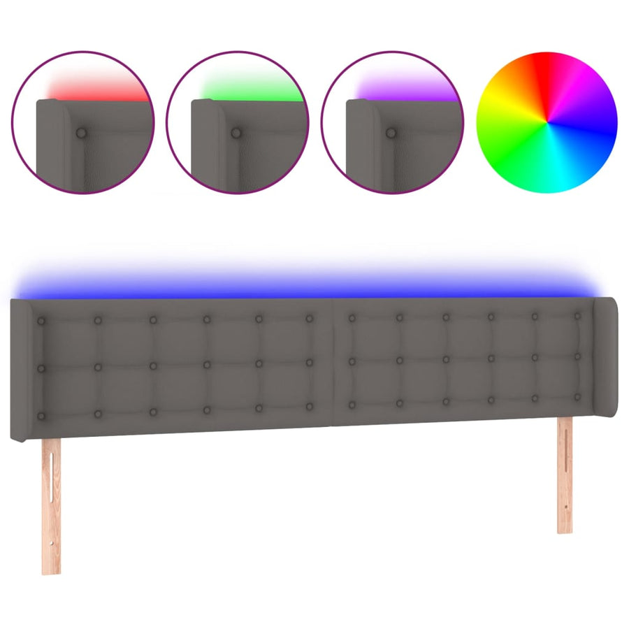 Hoofdbord Led Kunstleer 163 x 16 x 78/88 cm Grijs