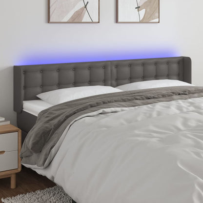 Hoofdbord Led Kunstleer 163 x 16 x 78/88 cm Grijs