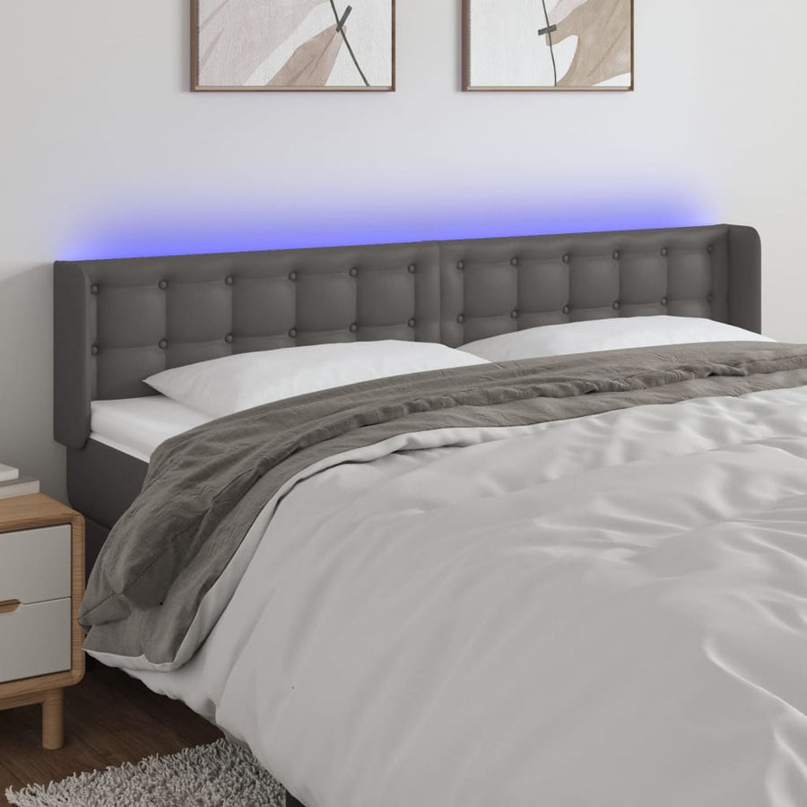 Hoofdbord Led Kunstleer 163 x 16 x 78/88 cm Grijs