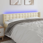 Headboard LED 183x16x78/88 cm faux leather cream