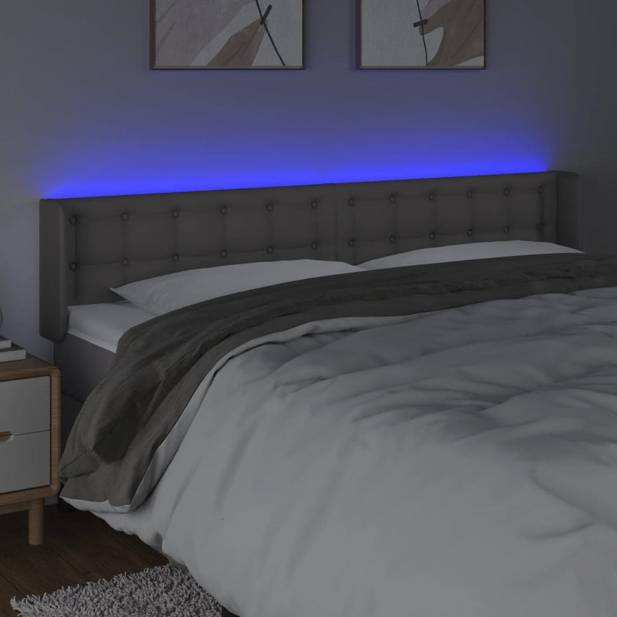 Hoofdbord Led Kunstleer 183 x 16 x 78/88 cm Grijs