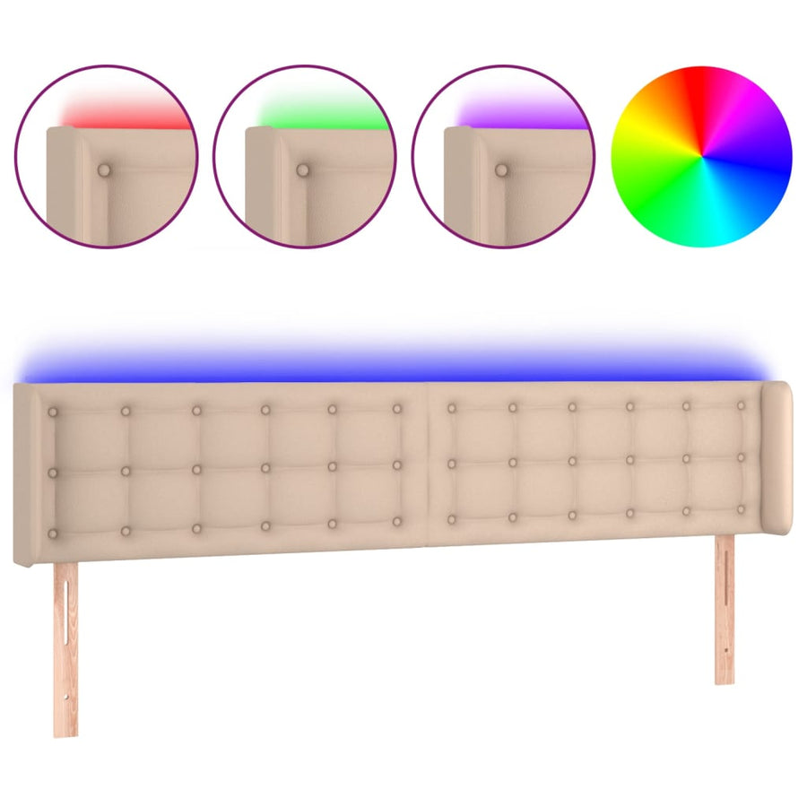 Hoofdbord Led Kunstleer Kleurig 183 x 16 x 78/88 cm Cappuccino