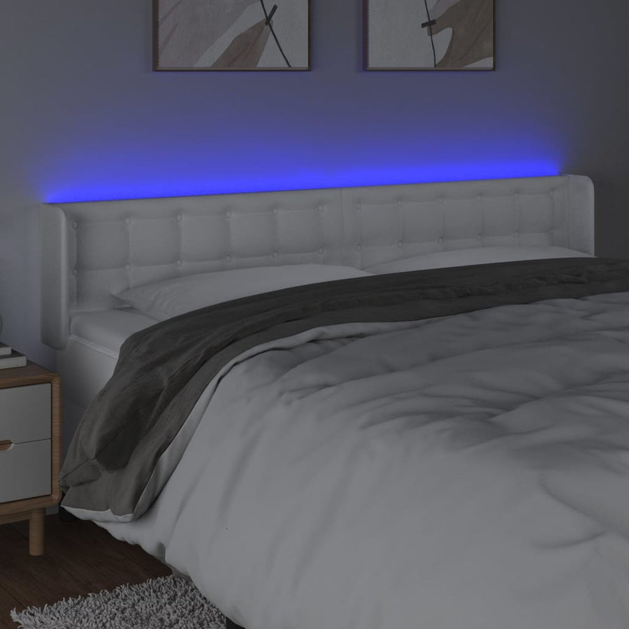 Hoofdbord Led Kunstleer 203 x 16 x 78/88 cm Wit