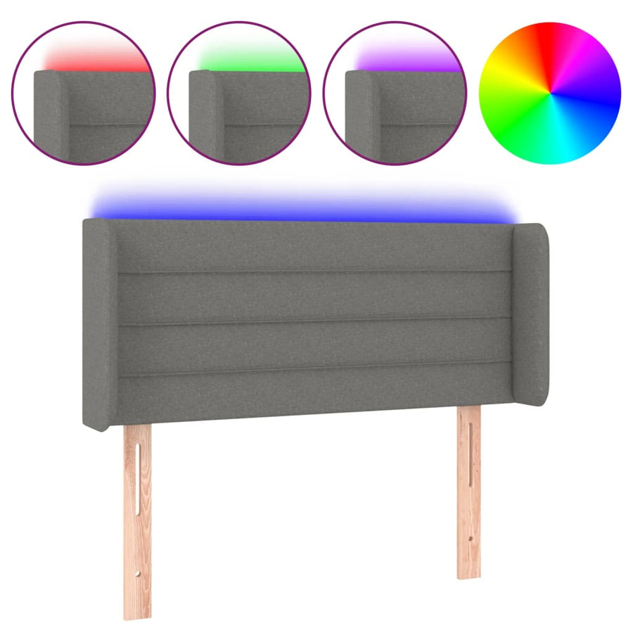Hoofdbord LED 93x16x78/88 cm stof donkergrijs 93 x 16 x 78/88 cm Donkergrijs